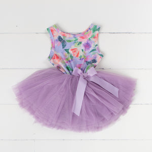 Party Outfit Lavender Floral Sleeveless Tutu Dress
