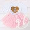 6th Birthday Outfit with FLIP Sequin Heart of Gold numeric SIX heart - Grace and Lucille