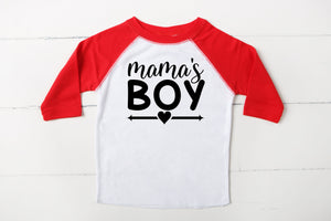 Mama's Boy Valentines red raglan shirt