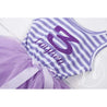 3rd Birthday Dress Purple Sport Jersey-style Name and Number "3" Purple Striped Sleeveless - Grace and Lucille