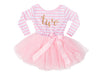 Pink Striped Gold Script Birthday Dress - (First Birthday Dress - First Birthday Outfit)