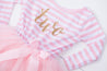 Pink Striped Gold Script Birthday Dress - (First Birthday Dress - First Birthday Outfit)