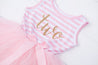 Pink Striped Gold Script Birthday Dress - (First Birthday Dress - First Birthday Outfit)