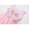 Big Sis Dress Gold Script Pink Striped Sleeveless - Grace and Lucille