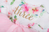 Pink Floral Gold Script Birthday Dress (3rd Birthday Dress - 3rd Birthday Outfit)