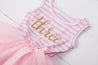 Pink Striped Gold Script Birthday Dress - (First Birthday Dress - First Birthday Outfit)