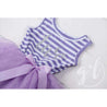 2nd Birthday Dress Silver Script "TWO" Purple Striped Sleeveless - Grace and Lucille
