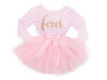 Pink Striped Gold Script Birthday Dress - (First Birthday Dress - First Birthday Outfit)