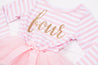 Pink Striped Gold Script Birthday Dress - (First Birthday Dress - First Birthday Outfit)