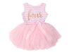 Pink Striped Gold Script Birthday Dress - (First Birthday Dress - First Birthday Outfit)