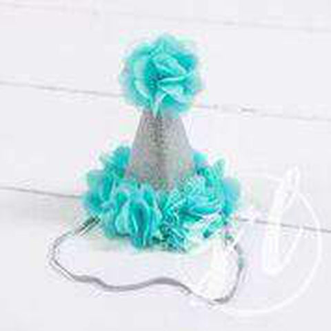2nd Birthday Outfit Aqua Starfish "TWO" on Purple Polka Dot Long Sleeve Dress & Aqua/Silver Party Hat - Grace and Lucille