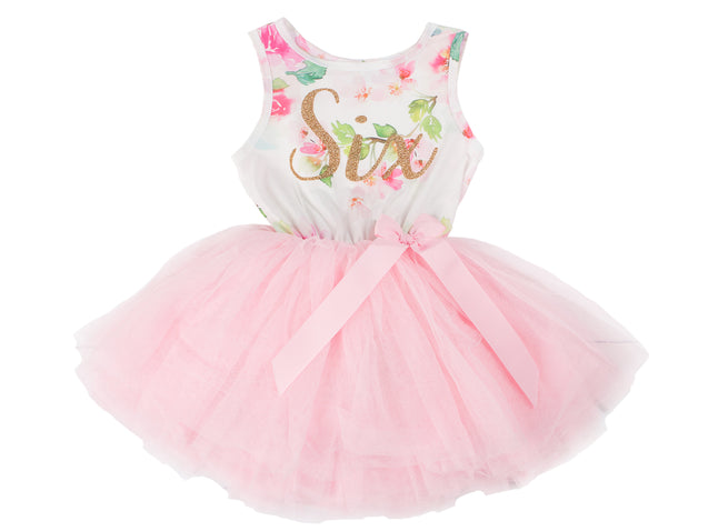 Pink Floral Gold Script Birthday Dress (1st Birthday Dress - 1st Birthday Outfit)