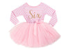 Pink Striped Gold Script Birthday Dress - (First Birthday Dress - First Birthday Outfit)