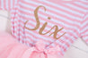 Pink Striped Gold Script Birthday Dress - (First Birthday Dress - First Birthday Outfit)