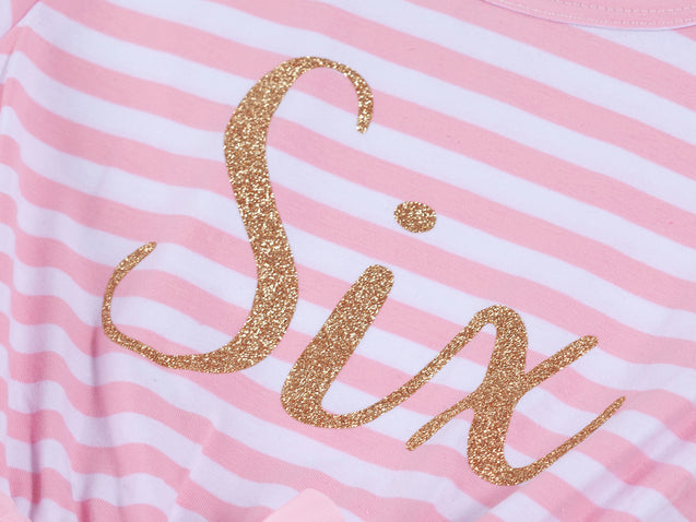 Pink Striped Gold Script Birthday Dress - (First Birthday Dress - First Birthday Outfit)