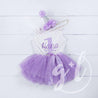 1st Birthday Outfit Purple ONE & HER NAME Purple Polka Dot Sleeveless Tutu Dress & Purple Party Hat - Grace and Lucille