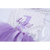 1st Birthday Outfit ONE & HER NAME Purple Polka Dot Sleeveless Tutu Dress & Opalescent Bow Headband - Grace and Lucille