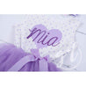 Purple Heart "HER NAME" Outfit, Purple Polka Dot Sleeveless Tutu Dress & Opalescent Bow Headband - Grace and Lucille