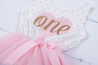 Pink Heart Gold Script Pink Polka Dot Tutu Dress - (First Birthday Dress - First Birthday Outfit)