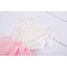 Party Outfit Pink Polka Dot Sleeveless Tutu Dress & Gold Lame Bow Headband - Grace and Lucille