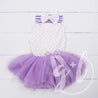 Party Outfit Purple Polka Dot Sleeveless Tutu Dress & Opalescent Bow Headband - Grace and Lucille