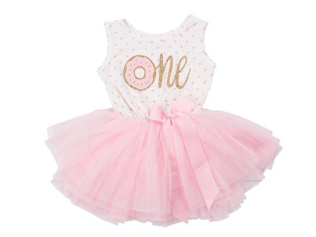 Pink Polka Dot Donut Birthday Dress - (First Birthday Dress - First Birthday Outfit)