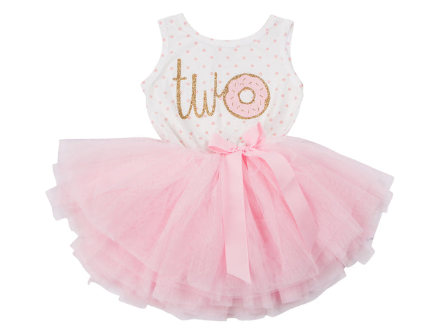 Pink Polka Dot Donut Birthday Dress - (Second Birthday Dress - Second Birthday Outfit)