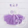 1st Birthday Outfit Donut "One" Purple Polka Dot Sleeveless Tutu Dress & Opalescent Bow Headband - Grace and Lucille
