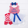 Red & White Chevron Ruffled Hem Leg Warmers - Grace and Lucille