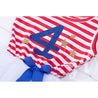 4th of July "4"Outfit, Red Striped Sleeveless Dress, Chevron Leg Warmers & Blue Sequin Bow Headband - Grace and Lucille