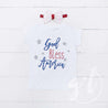 "God Bless America" 4th of July Tee Shirt Outfit &  White Sequin Bow on Red Two-in-One Headband/Belt - Grace and Lucille