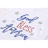 "God Bless America" 4th of July Tee Shirt Outfit & Silver Sequin Bow on Black Headband/Belt - Grace and Lucille