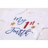 "My 1st FOURTH" 4th of July Onesie Combo Outfit & Blue Sequin Bow on Red Stripe Headband - Grace and Lucille