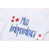 "Miss Independence" 4th of July Tee Shirt Outfit &  Blue Sequin Bow on Red Stripe Headband - Grace and Lucille