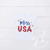 "Miss USA" 4th of July Tee Shirt Outfit &  Blue Sequin Bow on Red Stripe Headband - Grace and Lucille