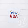 "Miss USA" 4th of July Tee Shirt Outfit & Gold Sequin Bow on Black Two-in-One Headband/Belt - Grace and Lucille