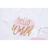 "Hello World" Pink Heart Onesie & Pink Beanie with "Her Name", Welcome Home Outfit - Grace and Lucille