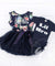 Big Sis Navy Floral Sleeveless Tutu Dress, white lettering - Grace and Lucille