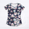 "Mommy & Me" Ladies Navy Floral Cross Neck Tee Shirt - Grace and Lucille