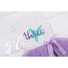 3rd Birthday Outfit Starfish & THREE on Purple Polka Dot Sleeveless Dress, Purple/Silver Party Hat - Grace and Lucille