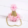 2nd Birthday Dress Heart of Gold "TWO" Cranberry Floral Long Sleeve Dress Combo with Pink Party Hat - Grace and Lucille