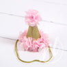 5th Birthday Dress Heart of Gold "FIVE" Cranberry Floral Long Sleeve Dress Combo with Pink Party Hat - Grace and Lucille