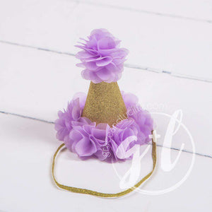 Princess Party Hat, Sparkly Gold and Purple - Grace and Lucille