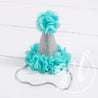Princess Party Hat, Sparkly Silver and Aqua - Grace and Lucille