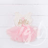 1st Birthday Outfit "Her Name" & 1" Pink Polka Dot Sleeveless Dress & Pink Party Hat - Grace and Lucille