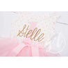 1st Birthday Outfit "Her Name" & 1" Pink Polka Dot Sleeveless Dress & Pink Party Hat - Grace and Lucille