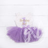 1st Birthday Outfit "Birthday Girl & 1" Purple Polka Dot Sleeveless Dress & Purple Party Hat - Grace and Lucille