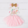 Pink Floral "Her Name" Sleeveless Tutu Dress