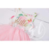 Pink Floral "Her Name" Sleeveless Tutu Dress & Pink Party Hat - Grace and Lucille