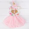 Pink Floral Heart of Gold 1st Birthday Outfit, "1" Pink Floral Sleeveless Dress & Pink Party Hat